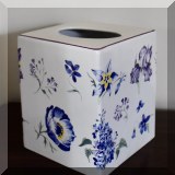 D36. Bernarda Portugal ceramic tissue holder. Small chip on base. - $8 